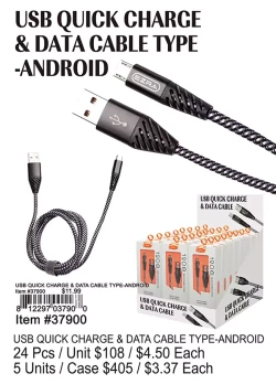 USB Quick Charge and Data Cables Type-Android